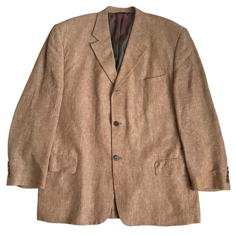 Ermenegildo Zegna Linen Blazer Men 44R Tan Unstructured Quiet Luxury